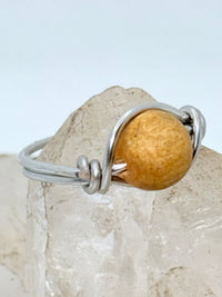 Palo Santo on Tinned Copper Bead Ring