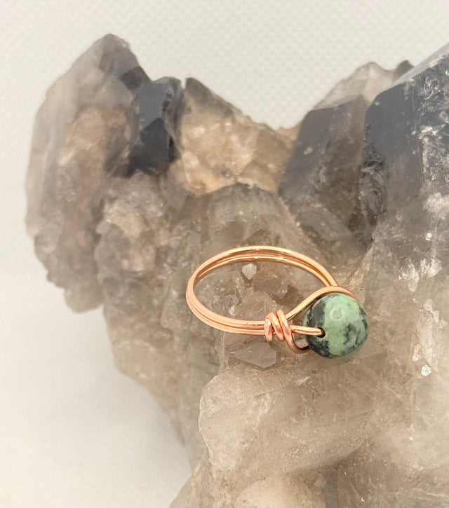 African Turquoise Copper Bead Ring