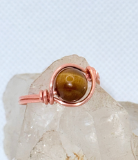 Tigers Eye Copper Bead Ring