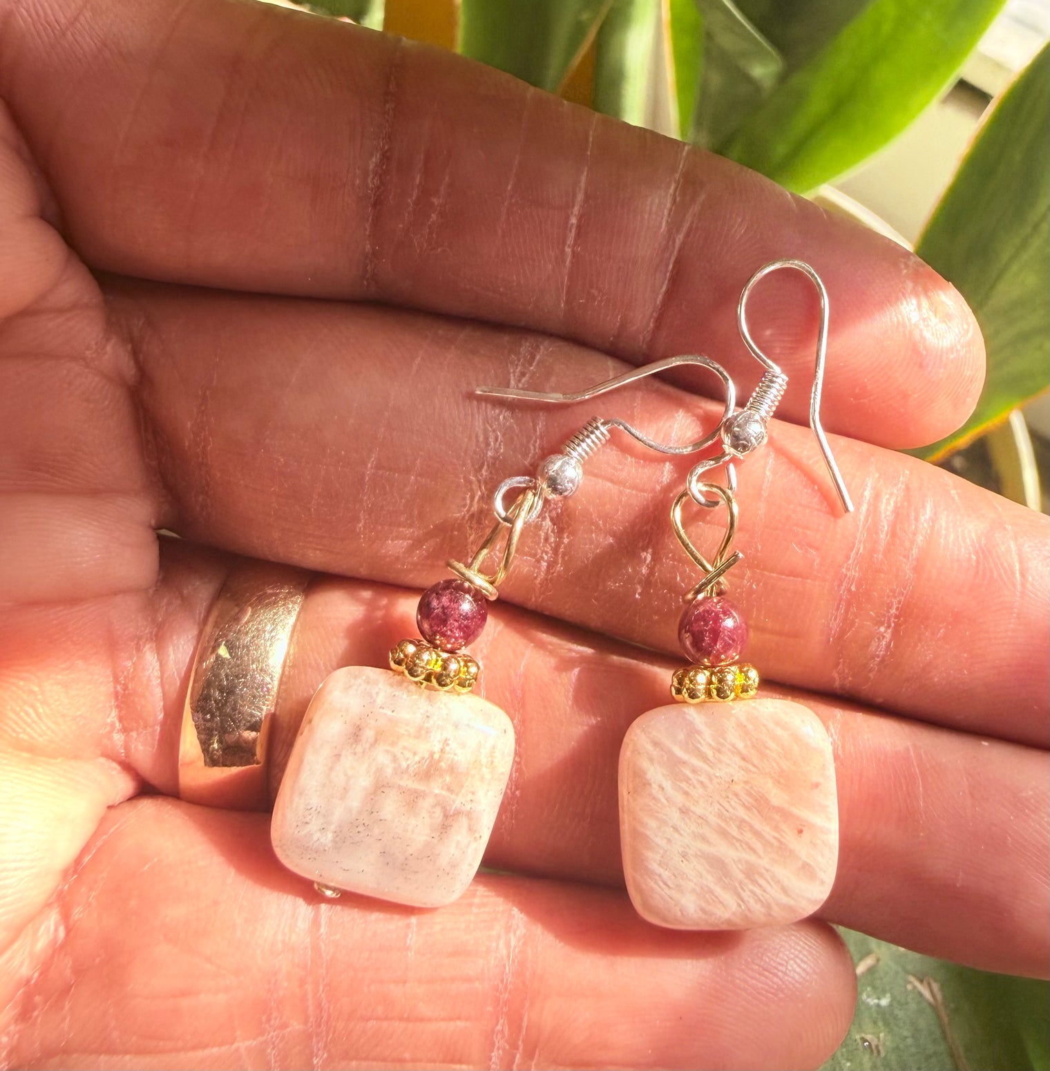 Garnet and Pink Moonstone "Capricorn New Moon 2026" Earrings
