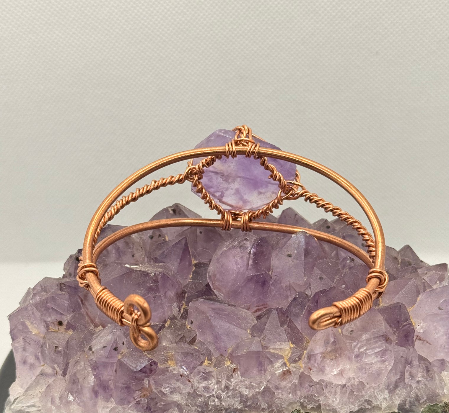 Amethyst  Wirewrapped Copper Bracelet