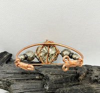 Pyrite Cluster with Shungite Copper Wirewrapped Bracelet