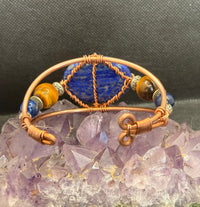 Lapis Lazuli with Tigers Eye Wirewrapped Copper Bracelet Crystal
