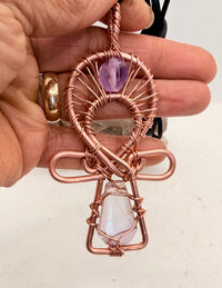Amethyst Copper Ankh Pendant Necklace w/Amethyst top stone