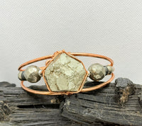 Pyrite Cluster with Shungite Copper Wirewrapped Bracelet