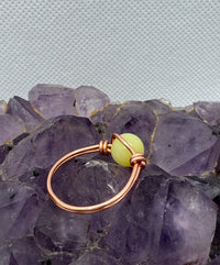 Yellow Serpentine Copper Bead Ring