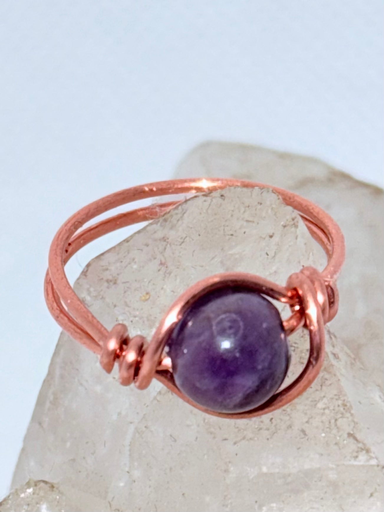 Amethyst Copper Bead Ring