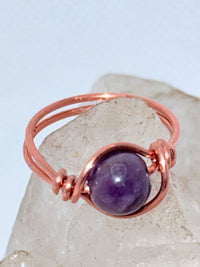 Amethyst Copper Bead Ring