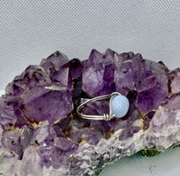 Blue Chalcedony Tinned Copper Bead Ring