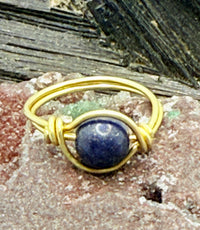 Lapis Lazuli Brass Bead Ring