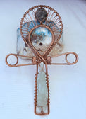 Green quartz and epidote copper ankh
