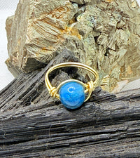 Apatite Brass Bead Ring