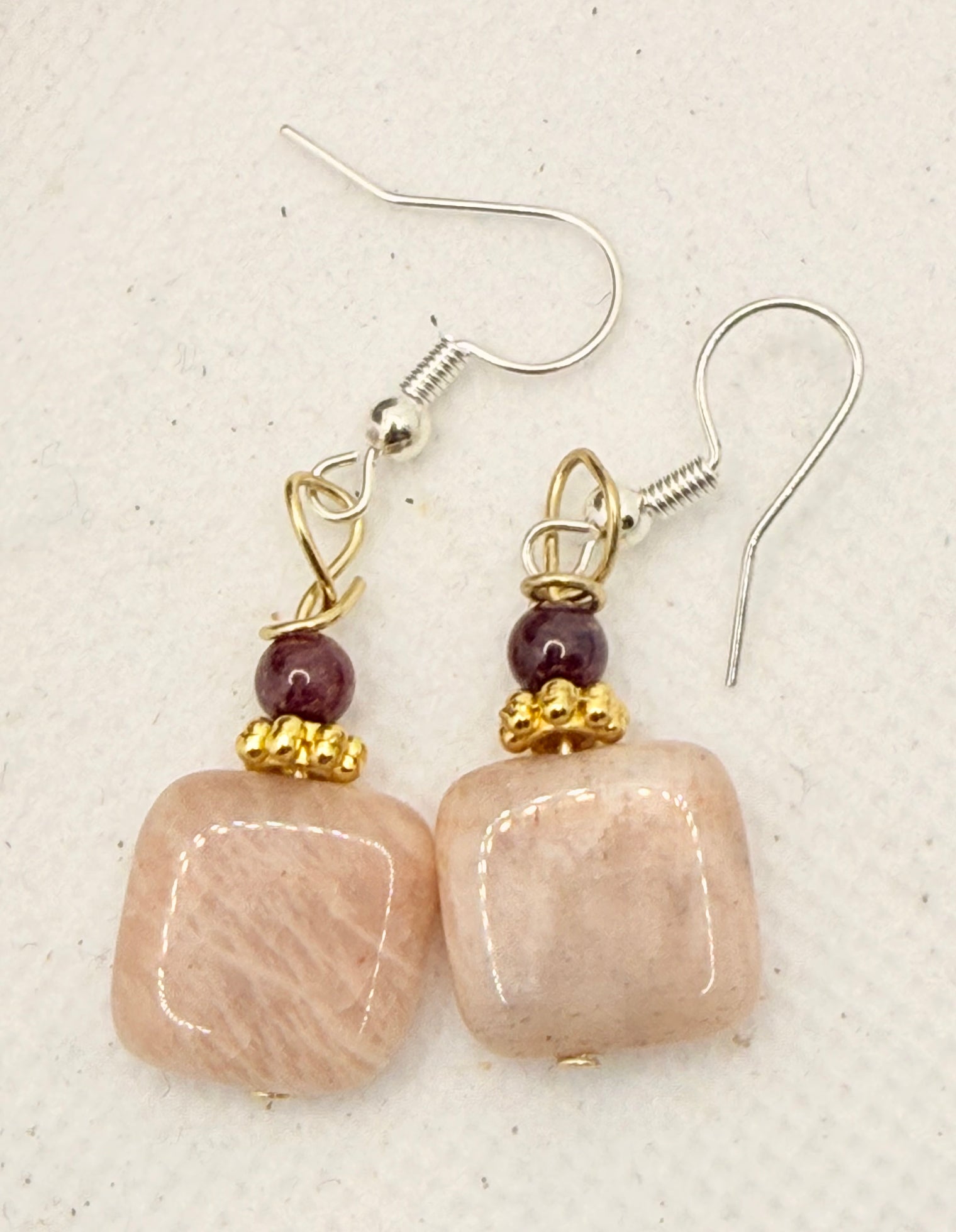 Garnet and Pink Moonstone "Capricorn New Moon 2026" Earrings
