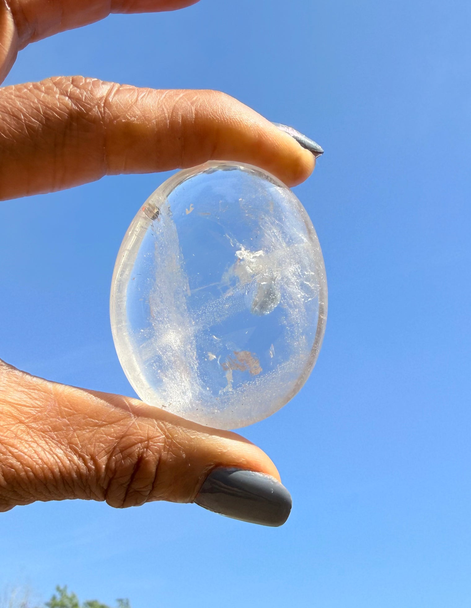 Clear Crystal Quartz  Palm Stone