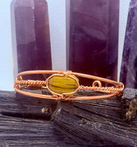 Natural Tiger Eye Wirewrapped Copper Bracelet