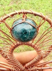 Apatite and Blue Kyanite EMF Protection Handheld Ankh