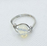 opalite silver tinned copper ring