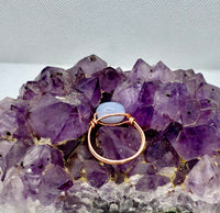 Blue Chalcedony Copper Bead Ring