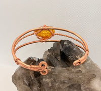 Amber Copper Wirewrapped Bracelet