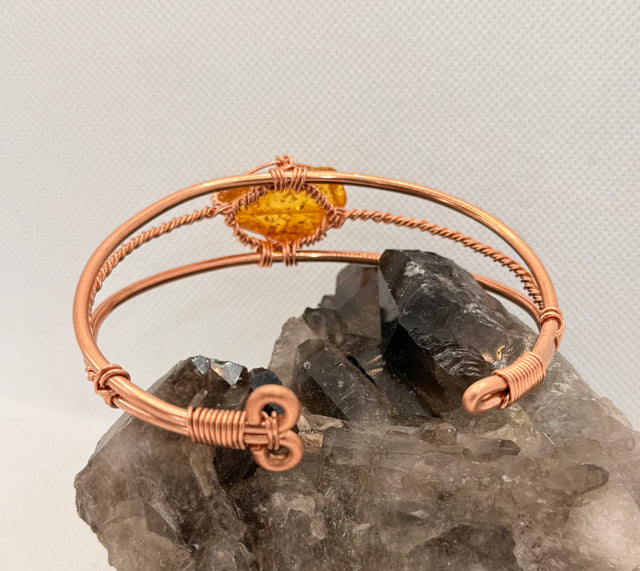 Amber Copper Wirewrapped Bracelet