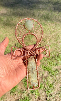 Prehnite Copper Crystal Handheld Ankh