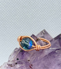 Swarovski Crystal on Brass or Copper Ring (Teal Colored)