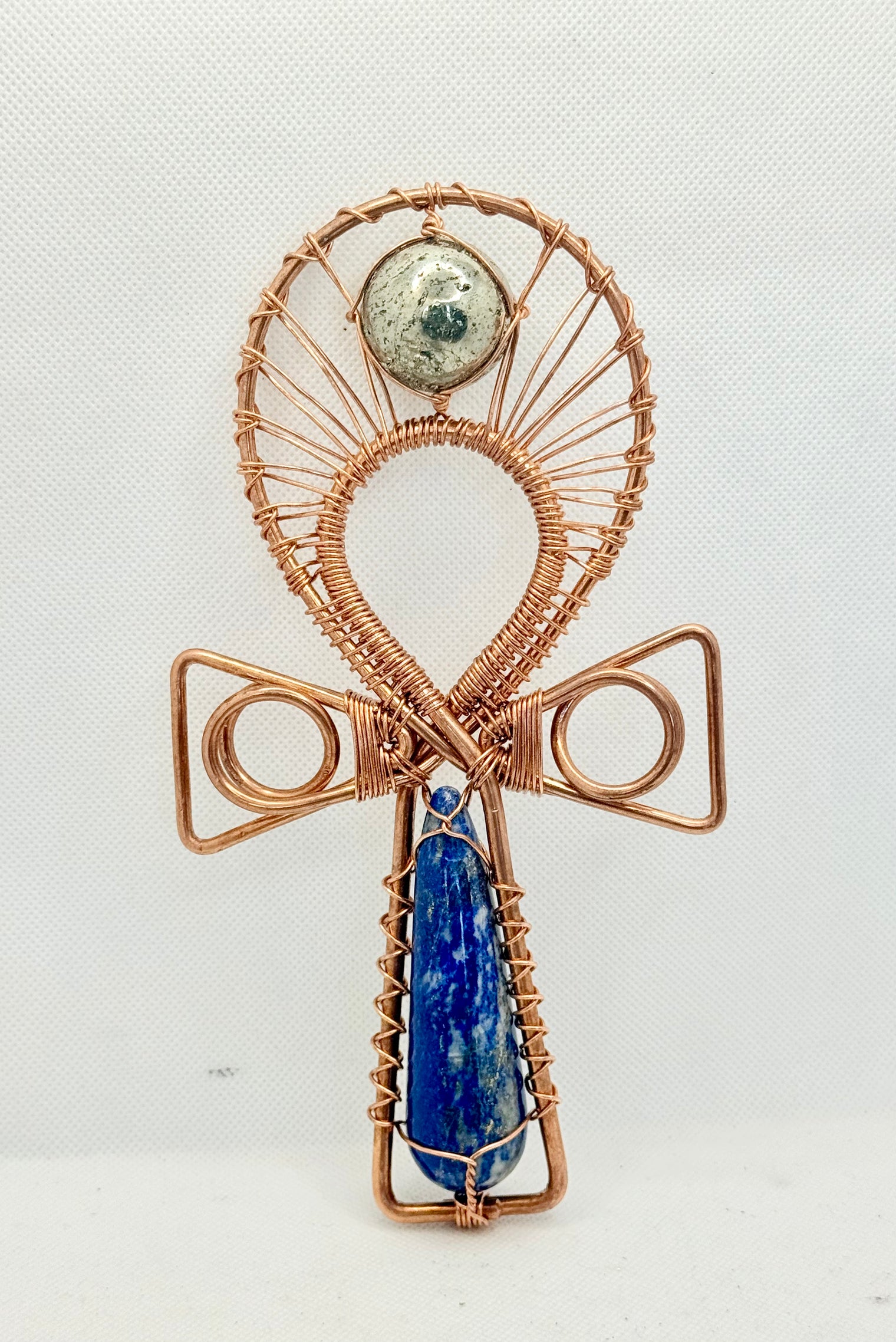 Lapis Lazuli and Pyrite EMF Protection Handheld Ankh