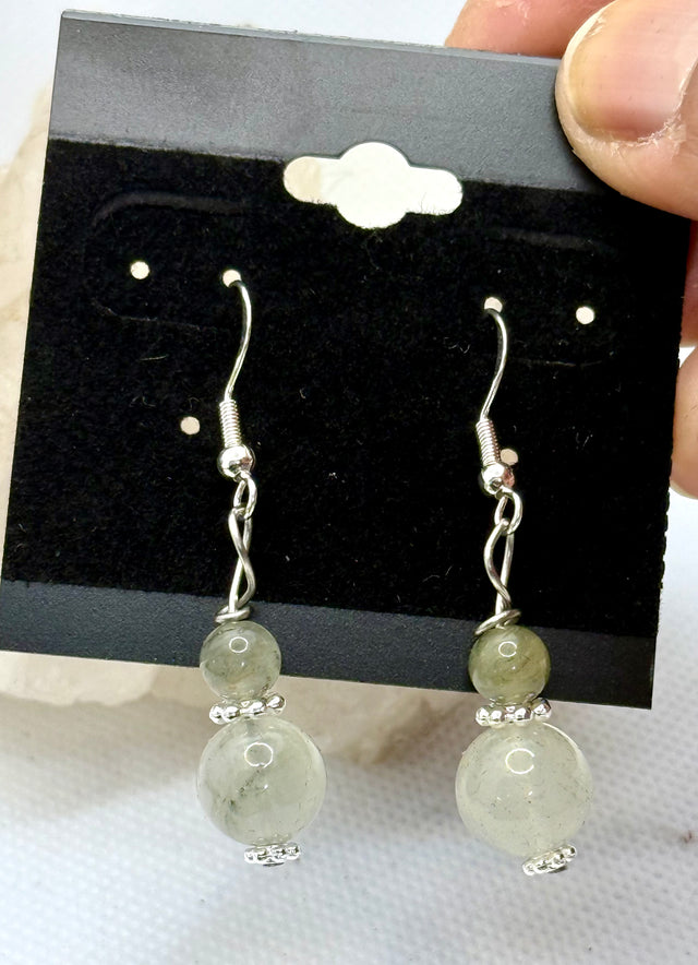 Prehnite Sterling Silver Plated Hooks Earrings