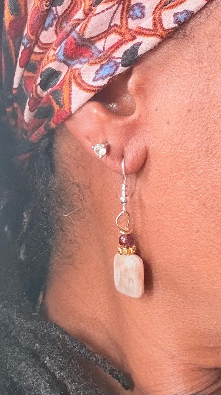Garnet and Pink Moonstone "Capricorn New Moon 2026" Earrings