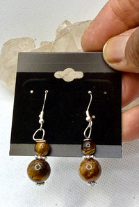 Tiger Eye Sterling Silver Plated Hooks  Earrings