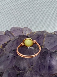 Yellow Serpentine Copper Bead Ring