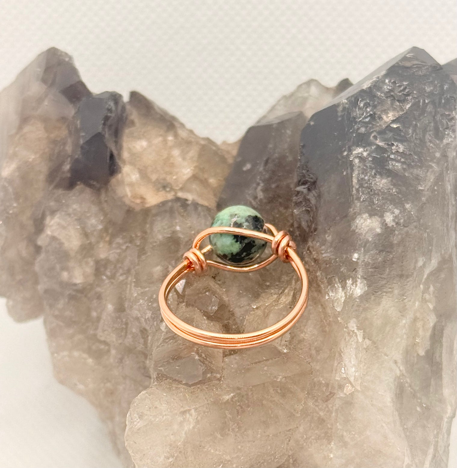 African Turquoise Copper Bead Ring