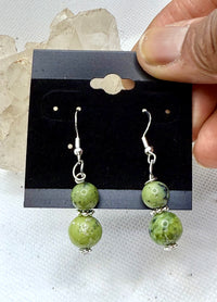 Canadian Jade  Sterling Silver Plated Hooks Earrings