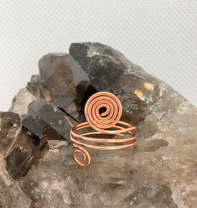 Adjustable Spiral Toe Ring Lock Adornment Copper or Brass Handmade