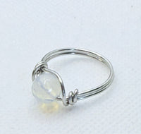 opalite silver tinned copper ring