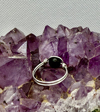 Black Onyx Tinned Copper Bead Ring