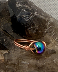 Rainbow Hematite on Copper, Brass or Tin-Plated Copper Bead Ring
