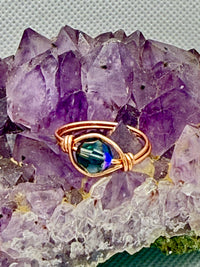 Swarovski Crystal on Brass or Copper Ring (Teal Colored)