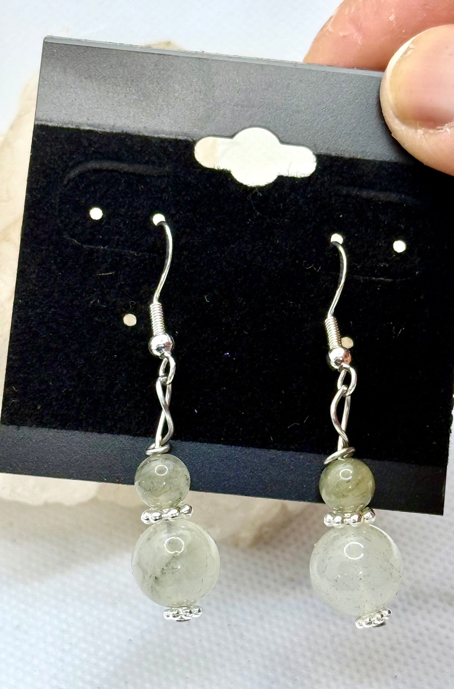 Prehnite Sterling Silver Plated Hooks Earrings