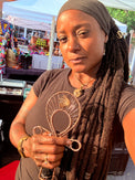 Black Tourmaline and Smoky Herkimer double terminated quartz crystal copper ankh