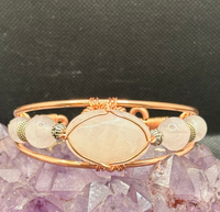 Rose Quartz with Rose Quartz Side Stones on Copper Bracelet