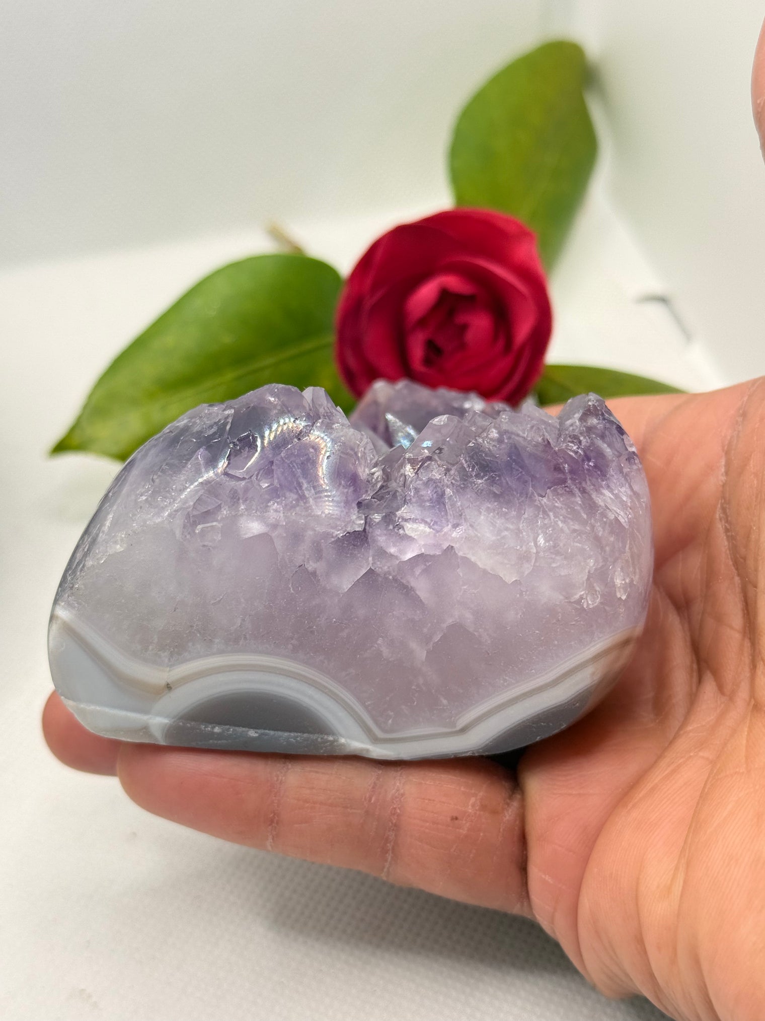 Amethyst “Flame” Druzy Cluster Polished Crystal Quartz 13.8oz Specimen