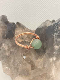 Green Aventurine  Copper Bead Ring