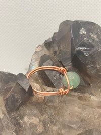Green Aventurine  Copper Bead Ring