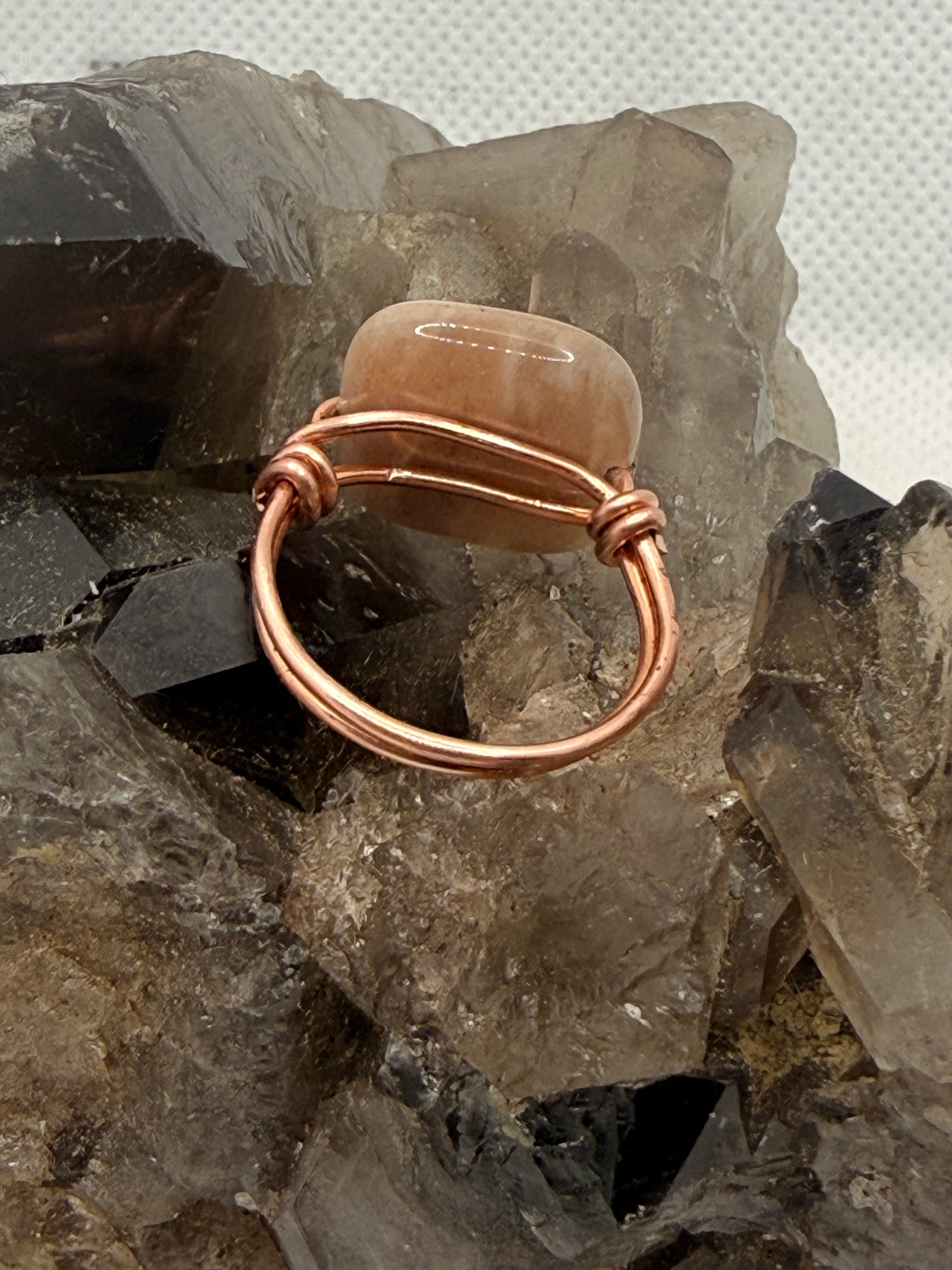 Moonstone Copper Bead Ring