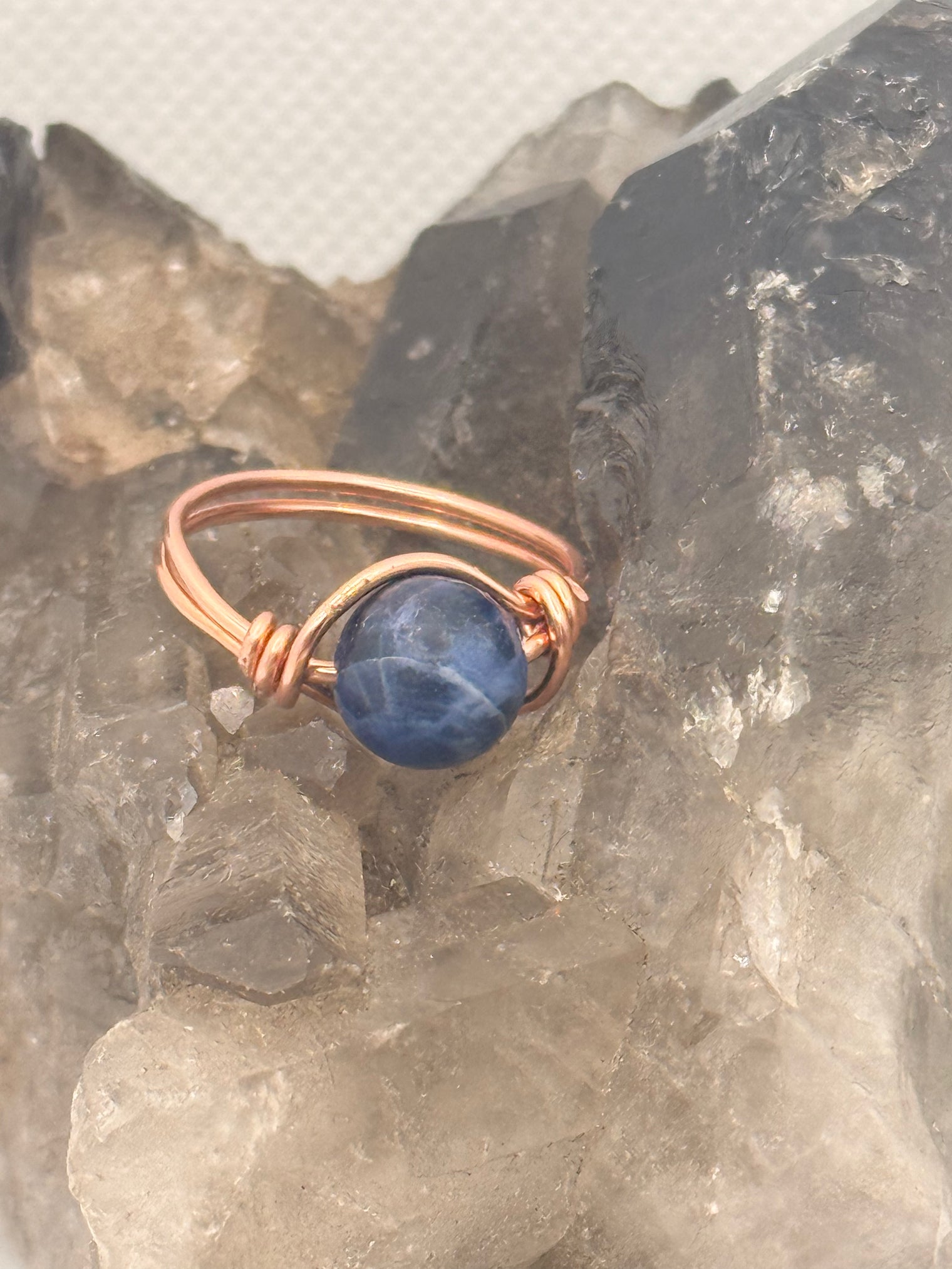 Sodalite Copper Bead Ring