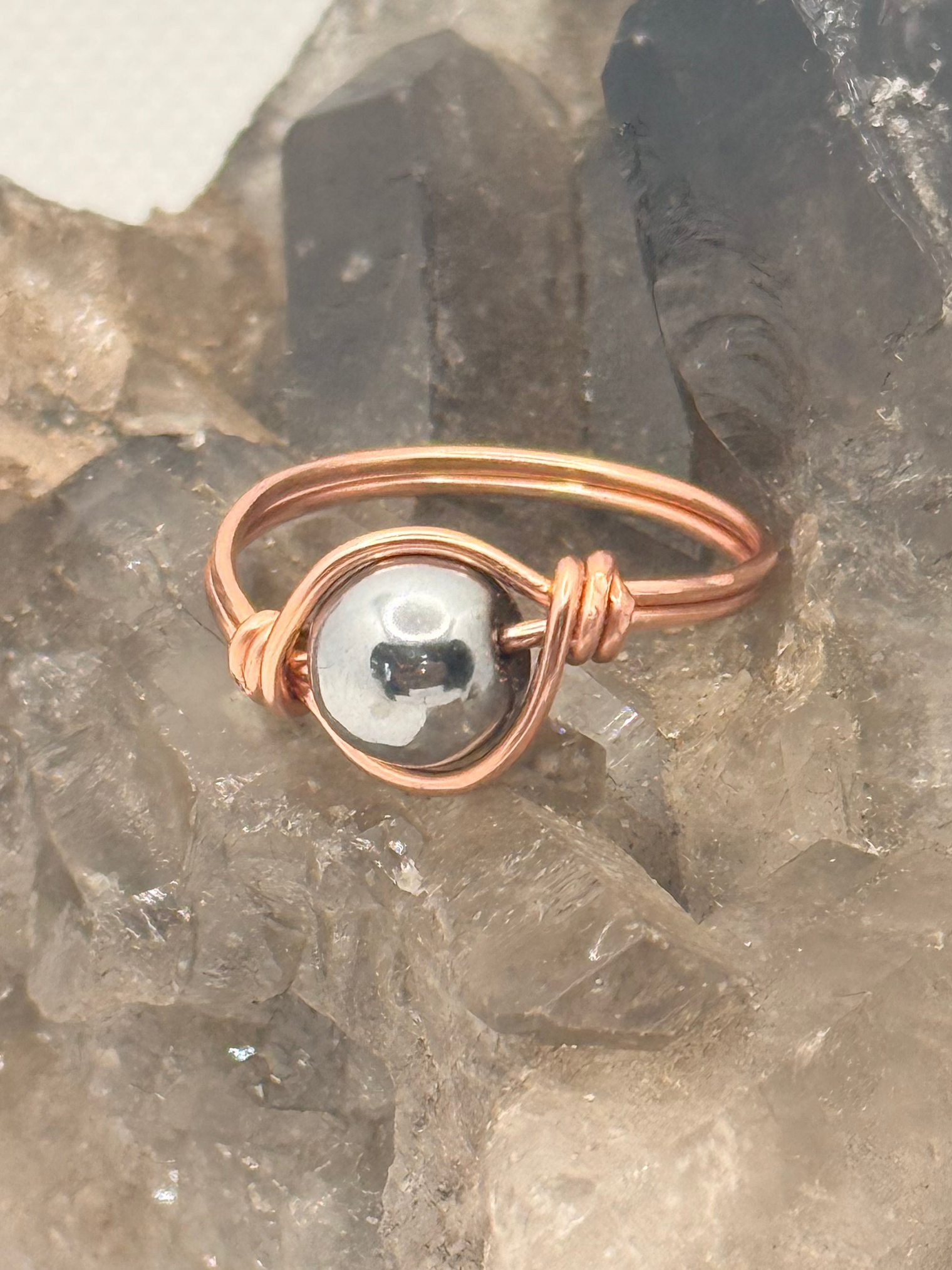 Hematite Copper Bead Ring