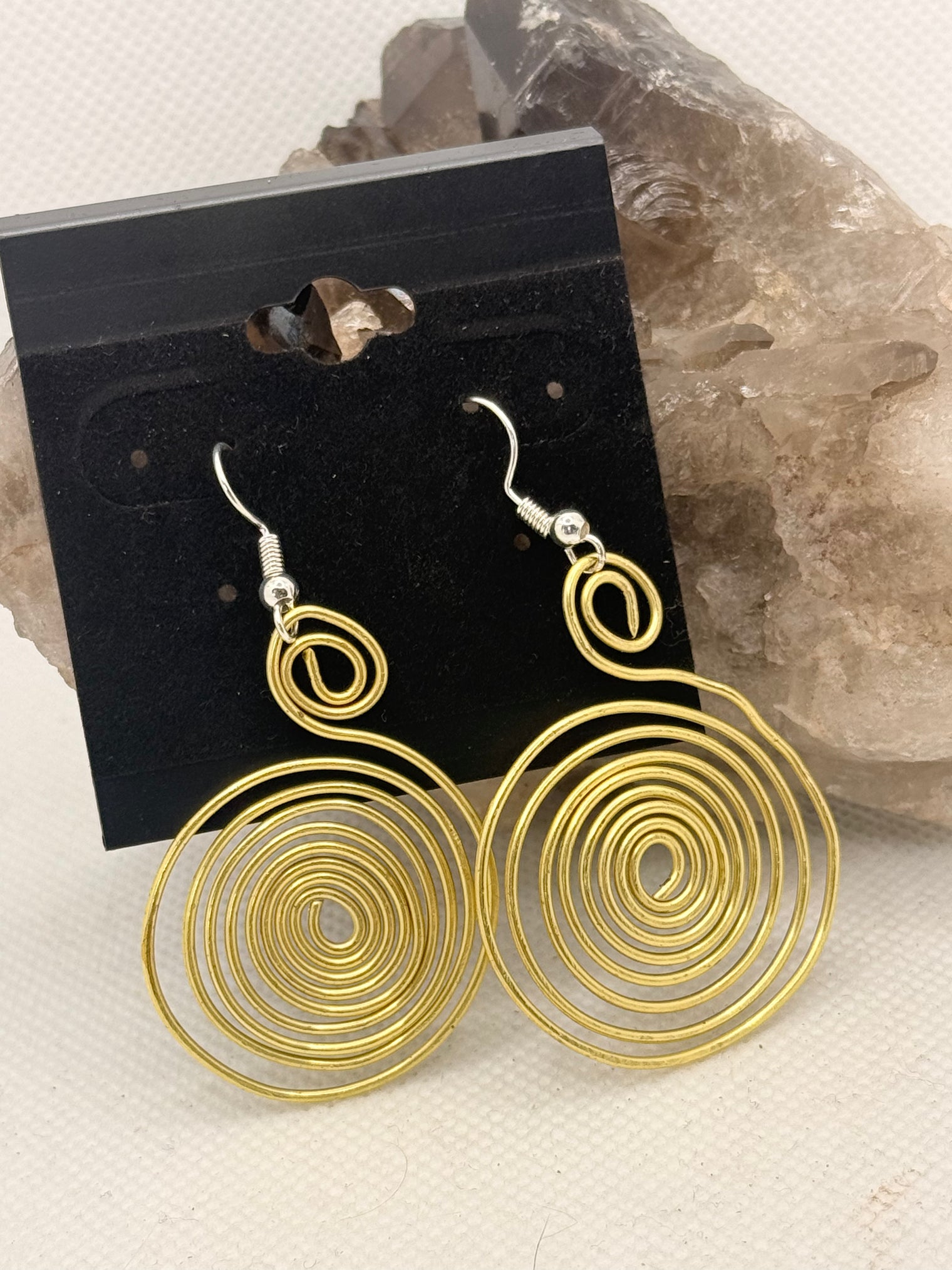Brass Spiral Handmade Earrings w/sterling Plated Hooks
