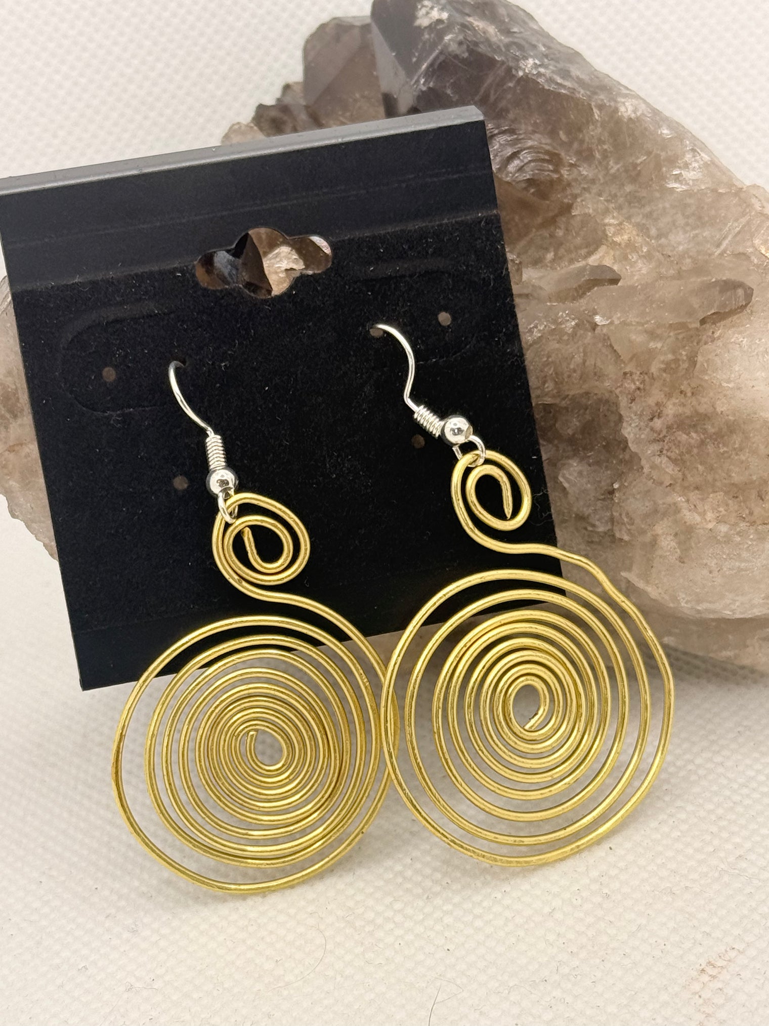 Brass Spiral Handmade Earrings w/sterling Plated Hooks