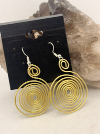 Brass Spiral Handmade Earrings w/sterling Plated Hooks